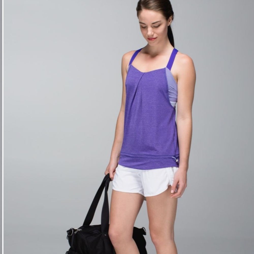 Lululemon Vintage Heathered Purple Rest Less Tank Top With Bra Soft Berry Size 8